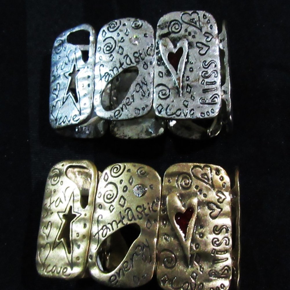 [2]  Metal Stretch Bracelet - 1 Silver in color - &  1 Goldish color Both New